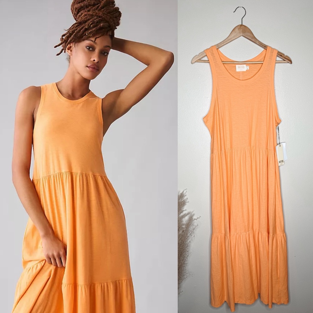 NEW Nation LTD | Pima Cotton Melissa‎ Tiered NWT Midi Dress, XL